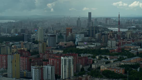 Aerial View of the City Before a Thunderstorm alt