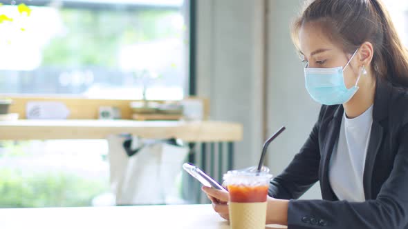 new normal lifestyle concept business people wearing mask sit with social distancing working alt