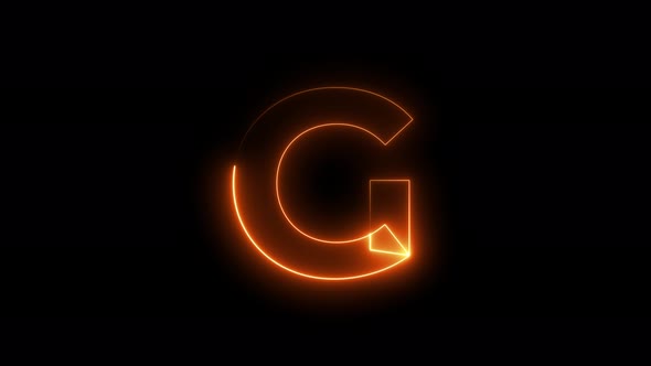 Neon animation seamless Letter G . 4K video background.