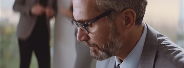 Mature man working in office alt