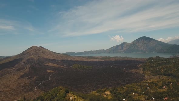 Mountain Landscape Crater Lake Mountains Volcano Bali Indonesia alt