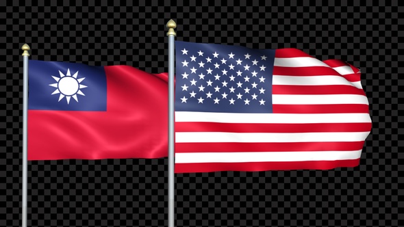 Taiwan And United States Two Countries Flags Waving alt