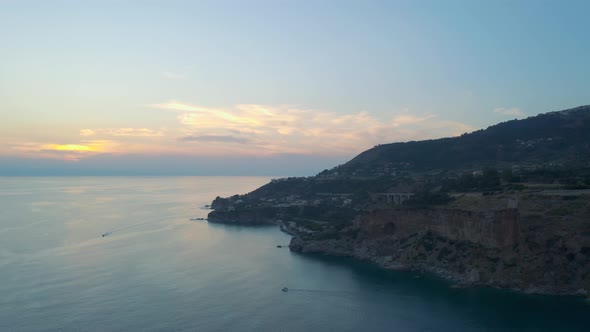 Sunset at coast in Calabria, Italy 4K