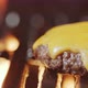 Cheese Melting on Burger Meat on Fiery Grill - VideoHive Item for Sale