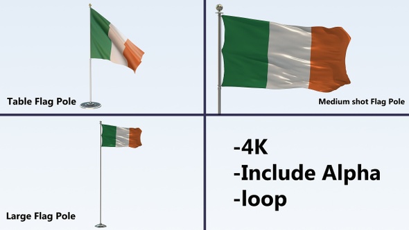 Ireland Flag Pole Pack 4k-Loop alt