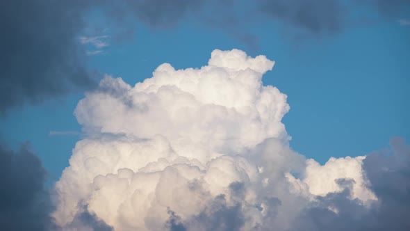 Timelapse of White Puffy Cumulus Clouds Forming on Summer Blue Sky alt