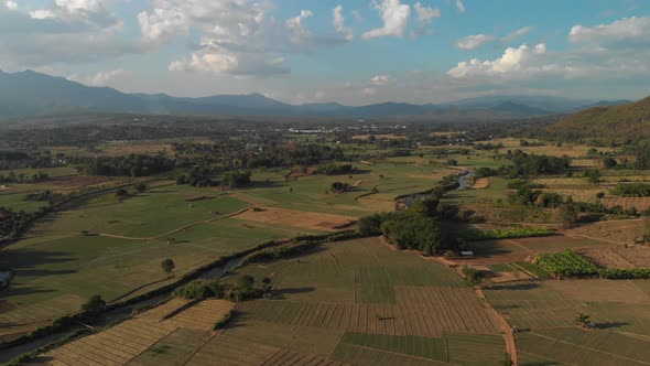 Aerial Footage of Rice Paddies in Pai Thailand alt
