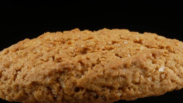 Closeup of freshly baked cranberry oatmeal cookies alt
