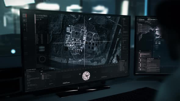 Power Factory Target Location Tracked By Security Drone Scan Software Interface alt