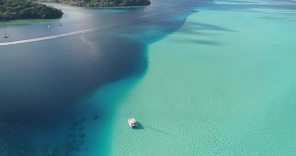 Island living views. Drone shot of water landscape in Tonga one alt