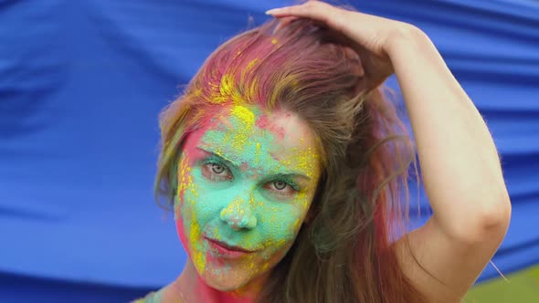 Portrait of a Girl at the Holi Paints Festival
