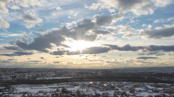 Beautiful Timelapse Clouds Over the City of Ivanofrankivsk in Winter alt