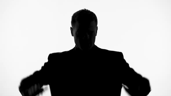 Man Suffers From Headache, Silhouette Grasps Head, Voices in Mind, Schizophrenia alt