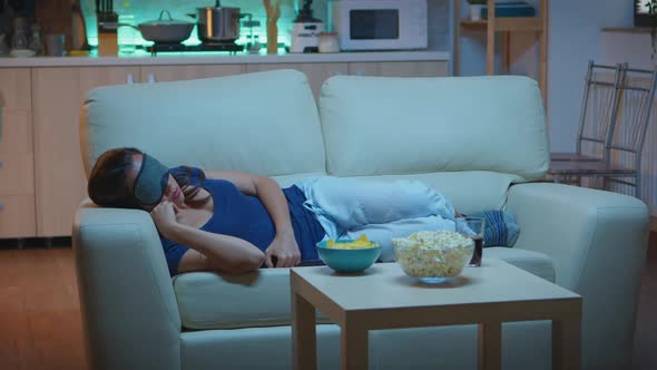 Woman Sleeping with Sleep Mask alt