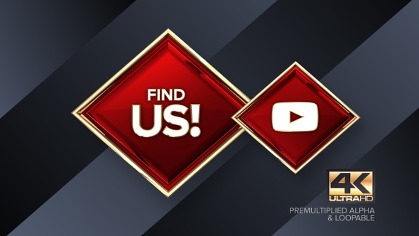 Youtube Find Us! Rotating Sign 4K Looping Design Element