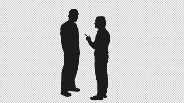 Black and White Silhouette of Doctor Talking with Patient, Alpha Channel