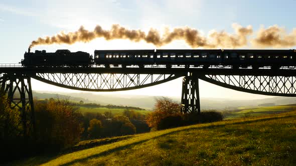 Nostalgic Retro Scene of Old Steam Engine Locomotive Technology Revoltution alt