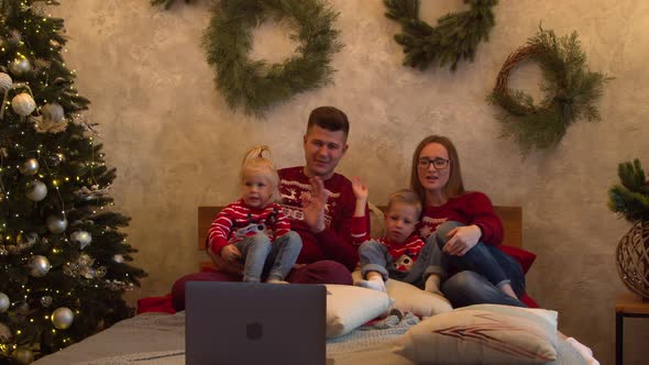 Happy Family Having Video Call on Christmas Day