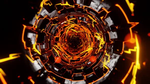 Seamlessly Looped Vj Abstract Technology Concept Circular Tunnel Background