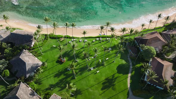 Cinematic Landscape with Resort Bungalows Within Juicy Green Lawn alt