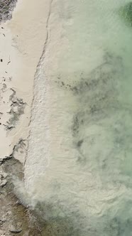 Tanzania  Vertical Video of the Ocean Near the Coast of Zanzibar Slow Motion alt