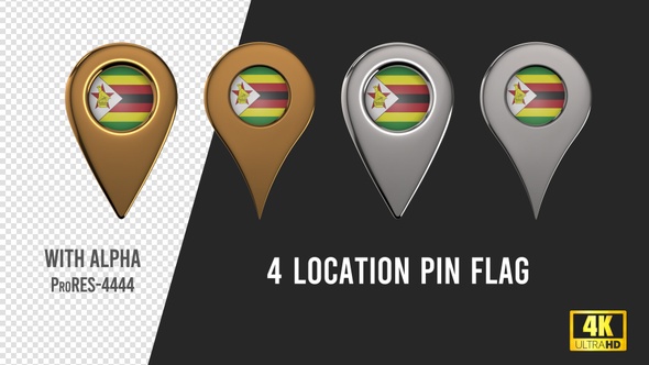 Zimbabwe Flag Location Pins Silver And Gold alt