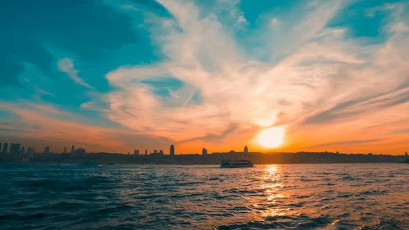 Time Lapse of Istanbul. Sunset in Turkey.