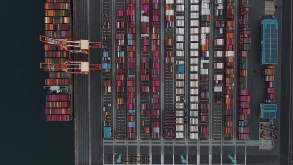 Loading container ship for import and export, business logistic and transportation. alt