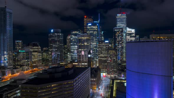 City Skyline Night Toronto Traffic
