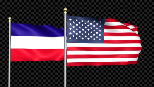 Los Altos And United States Two Countries Flags Waving alt