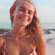 Young Caucasian Woman Millennial in Swimsuit Smiling Posing on Summer Beach - VideoHive Item for Sale