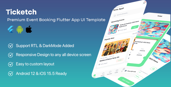 Ticketch - Premium Event Booking Flutter App UI Template
