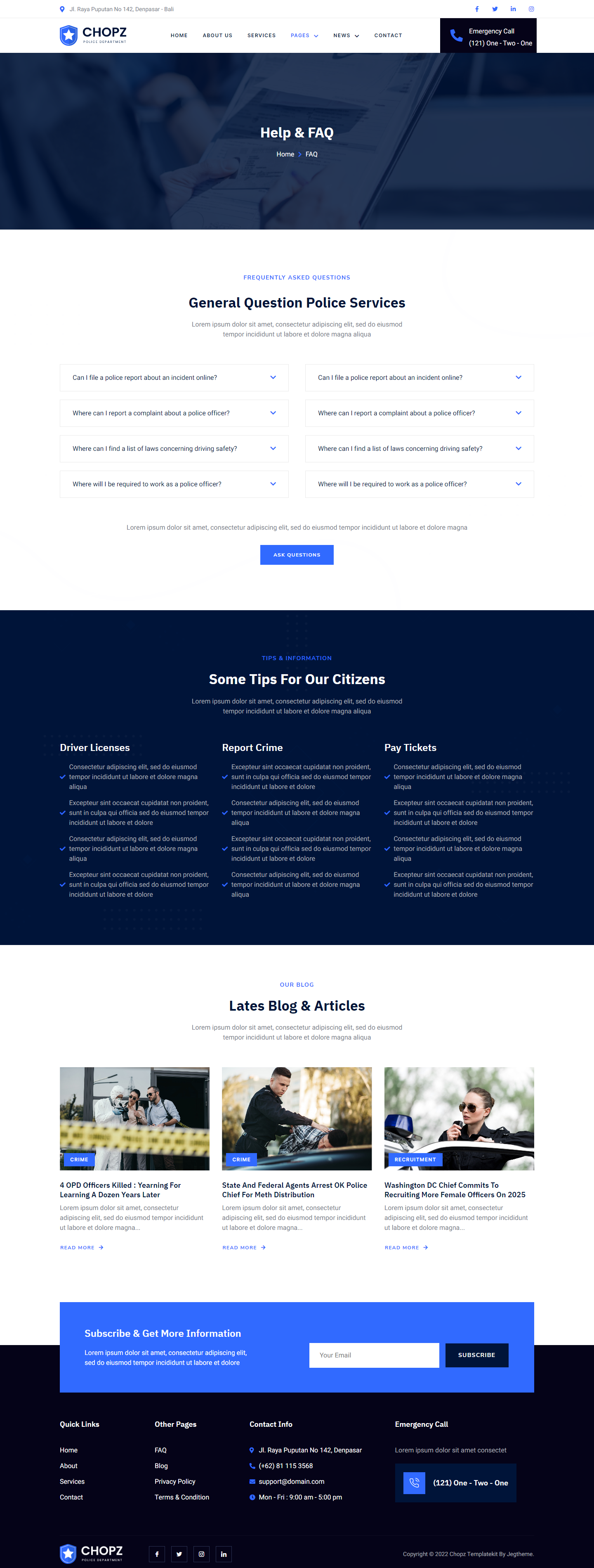 Chopz – Police & Sheriff Department Elementor Template Kit by jegtheme