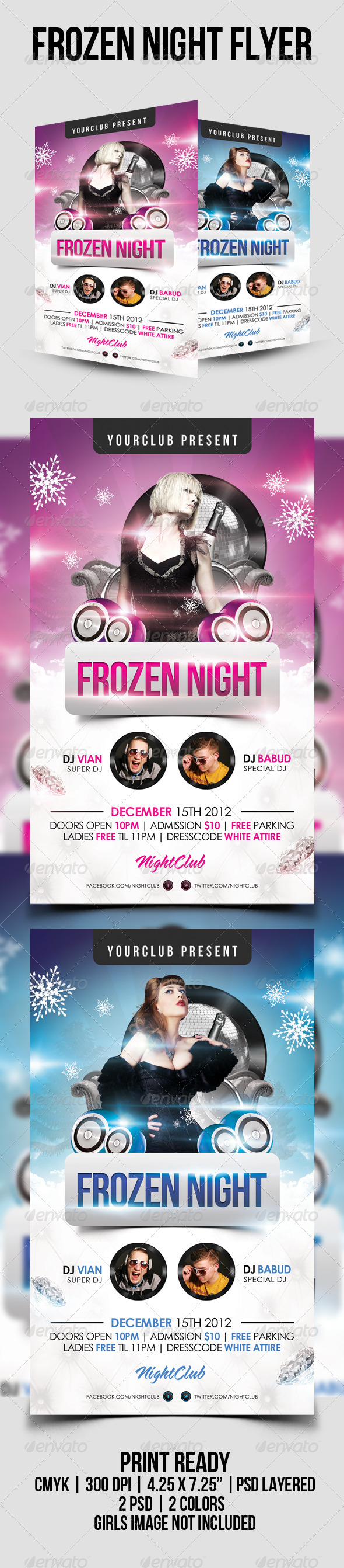 Frozen Night Psd Flyer Template - Clubs & Parties Events