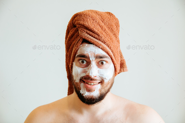funny happy man with mask leads healthy lifestyle
