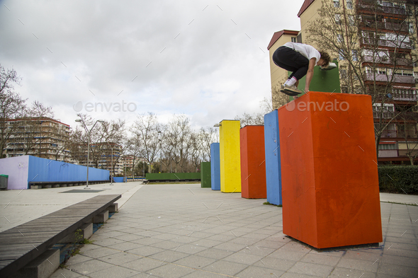 series of photos of young man jumping 7 of 8