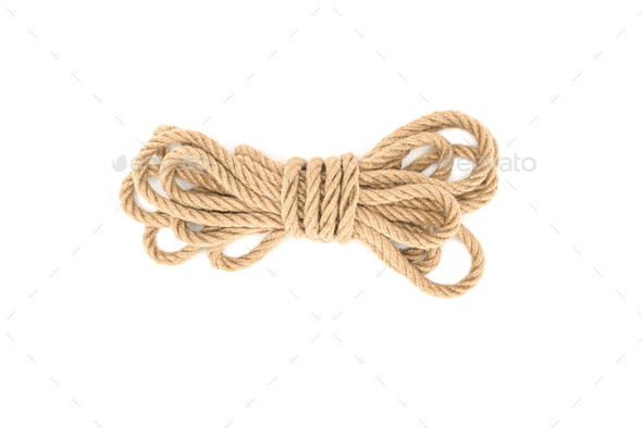 top view of tied nautical rope isolated on white Stock Photo by  LightFieldStudios
