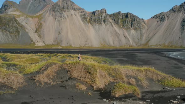 Epic Drone View of the Landscape in Stokksnes alt