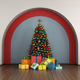 Christmas tree with gift against arch wall - PhotoDune Item for Sale