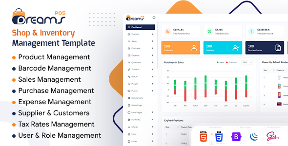Dreams POS - POS & Inventory Management Admin Dashboard Template