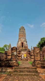 Ayutthaya Thailand at Wat Ratchaburana Couple Men and Women with a Hat Visiting Ayyuthaya Thailand alt