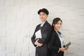 Portrait of business Asian people standing with smile and confident.
