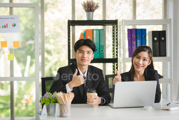 Business man and woman people in formal suit working and brainstorming with colleagues.