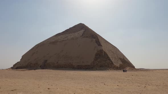 Wide Angle Shot Of Ancient Dahshur Bent Pyramid In Egypt. Heat In Desert. alt