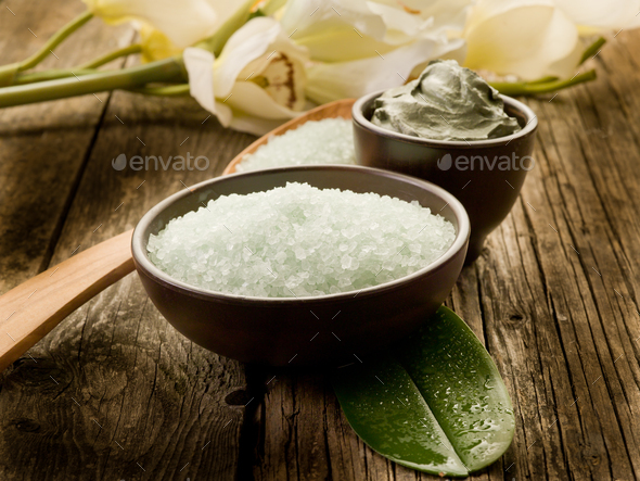 bath minerals mud and oil massage - Stock Photo - Images