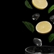 Lemon slices, ice cubs and mint leaves falling into glass with drink, 3d rendering - PhotoDune Item for Sale