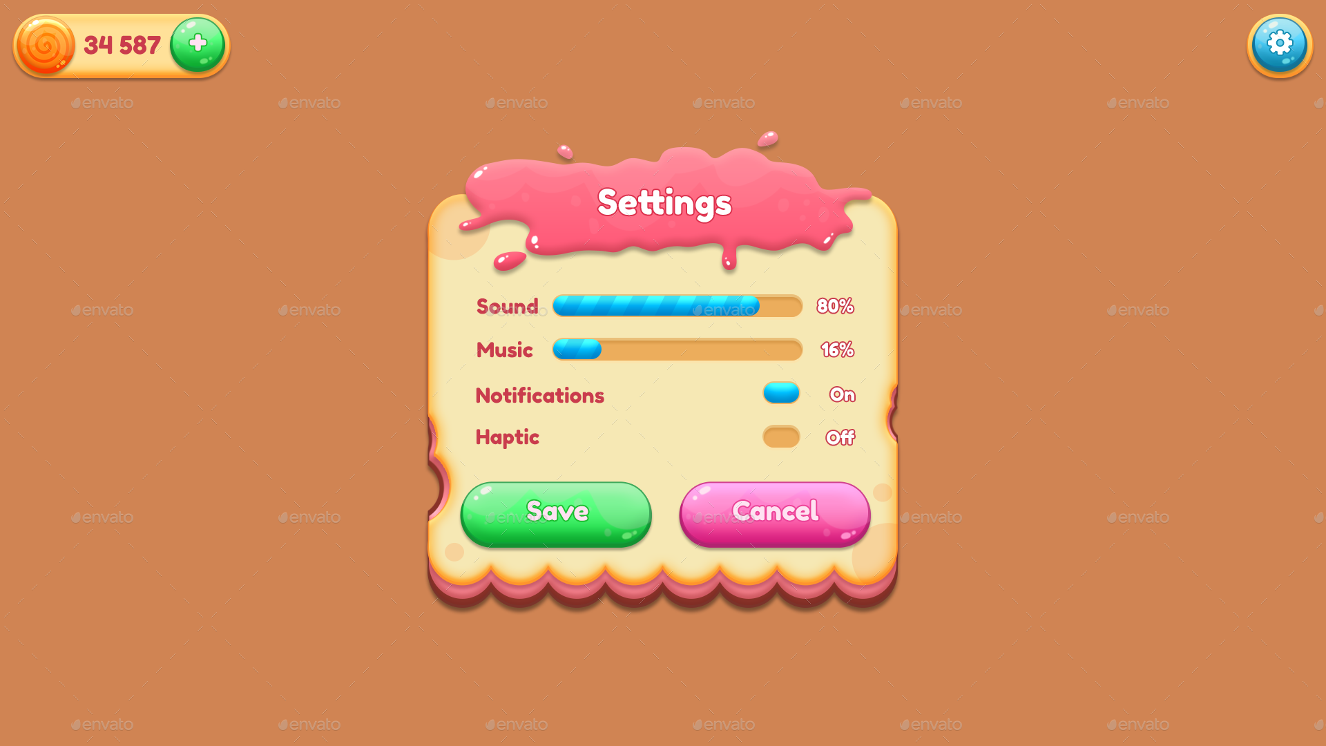 Cake Game UI pack, Game Assets | GraphicRiver