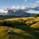 Sunrise on the Seiser Alm in the Dolomites mountains - PhotoDune Item for Sale