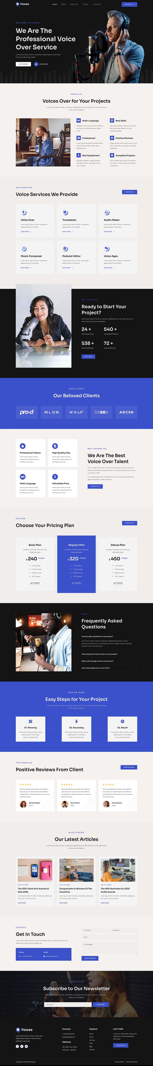 Foices - Voice Over Services Elementor Template Kit