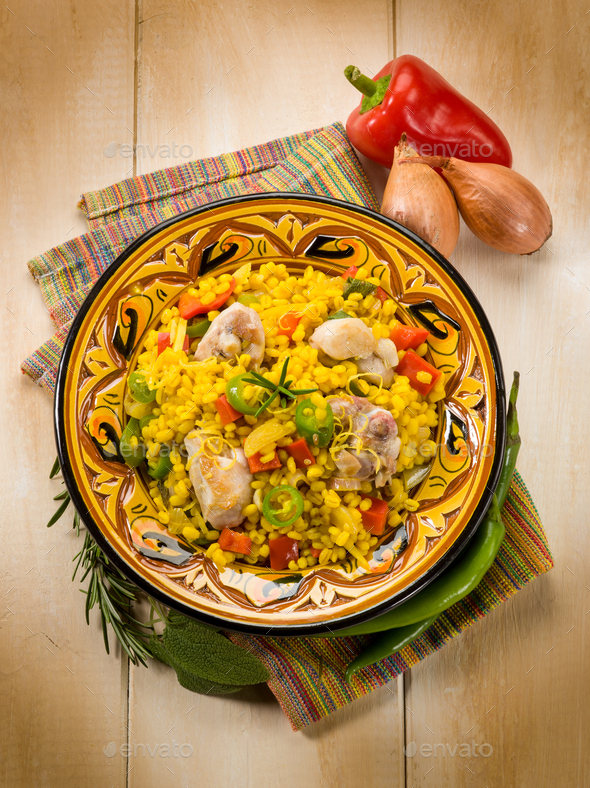 chicken paella - Stock Photo - Images